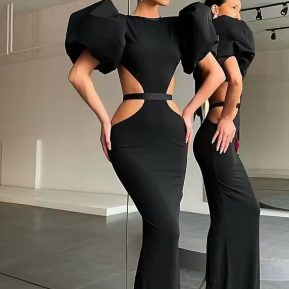 Elegant Black Cutout Gown